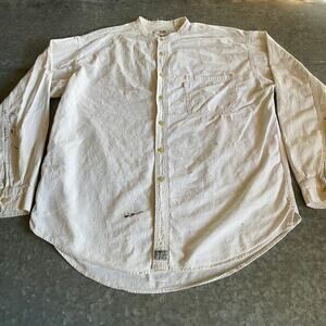Vintage Levi's Thrashed 90s Workwear Denim Shirt XL White Cream Textured Grunge